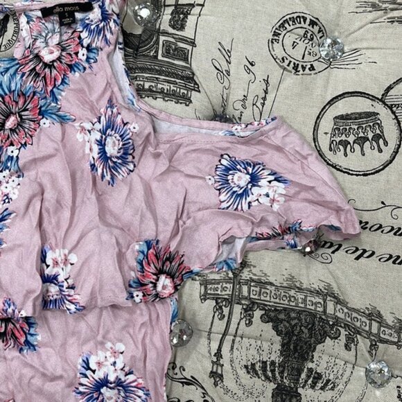 Ella Moss Pink Flutter Sleeve Blouse with Ruffled Bib Collar - Picture 4 of 11